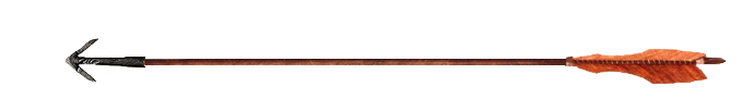 Flèche d'arc long de Loren avec pointe de type harpon	